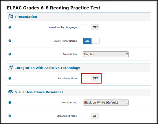 Page excerpt showing an element in focus, with the Permissive Mode toggle called out.