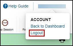 Name drop-down list with the Logout option indicated.