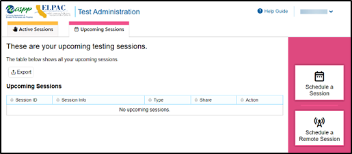 Upcoming Sessions tab with Schedule a Session and Schedule a Remote Session buttons.