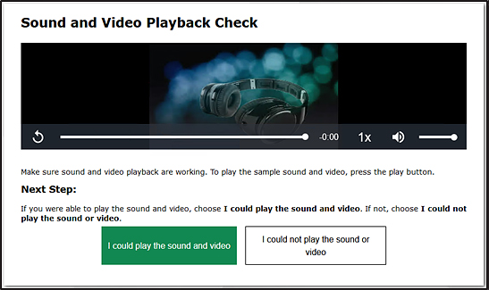 Sound and Video Playback Check page.