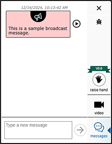 Remote widget displaying what a message from the test administrator looks like.