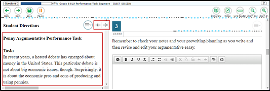 Sample reading passage from a practice test.