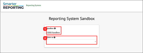 CERS sandbox login screen.