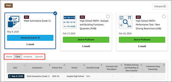 table toggle for a math summative.