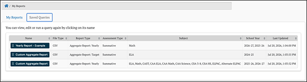 Custom Aggregate Report in the Saved Queries tab.