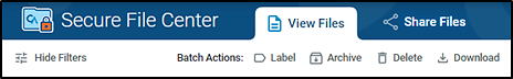 Batch Action buttons, which are Label, Archive, Delete, and Download