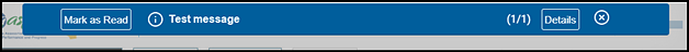 Alert banner in the Test Administrator Interface.