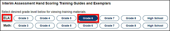 Training Guide and Exemplars links for Smarter Balanced Interim Assessments for ELA and mathematics.