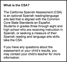 A description of the CSA and its standards on the first page of an SSR.