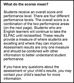 A description of the scores on the first page of an SSR.