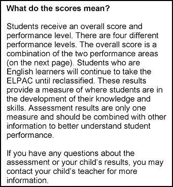 A description of the scores on the first page of an SSR.