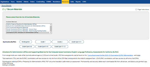 Summative Alternate ELPAC DFAs.