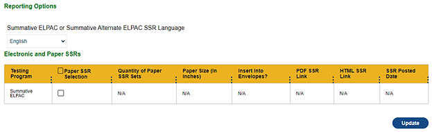 Reporting Screen for ELPAC.