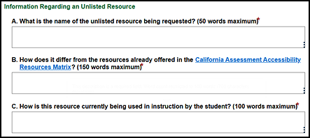The 'Information Regarding Unlisted Resources' section.