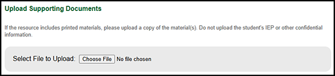 Uploading Support Documents section.