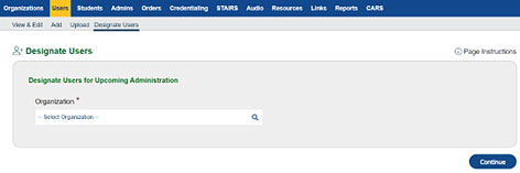 Designate Users for Upcoming Administration section of the Designate Users screen.