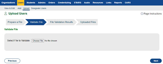 Validate File progress step.